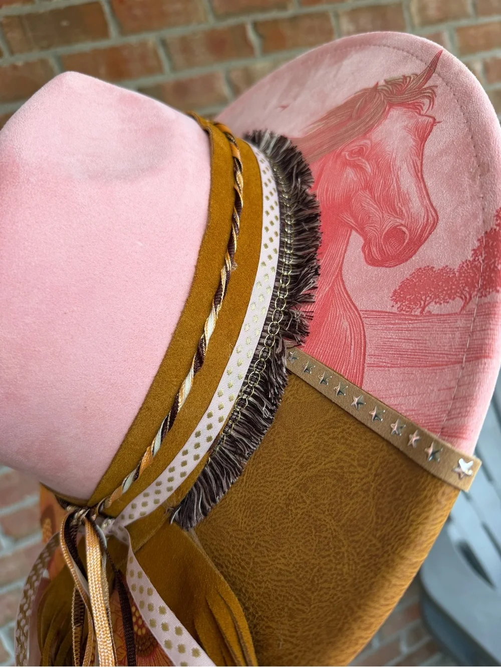 Pink Women's Felt Western Hat with Sunflower Accent